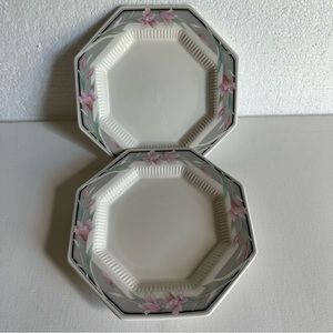 Nikko Classic Collection Japan Moonlight Octagonal Rib 8” Dessert Plate Set Of 2